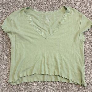 American Eagle Outfitters Sage Lace V-Neck Crop Top